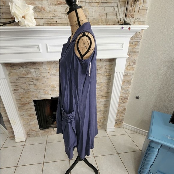 For Cynthia Navy Linen Blend Kimono Dress Size Large, XS NEW!!! - Picture 5 of 11